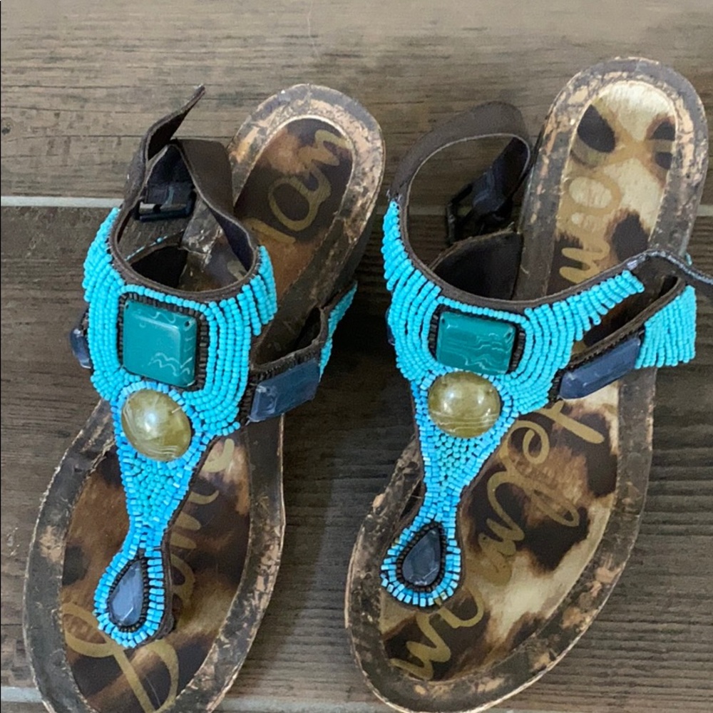 Sam Edelman turquoise beaded sandals